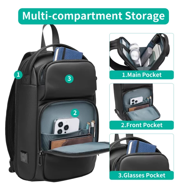 Men Waterproof Multifunction Crossbody Bag - Image 3