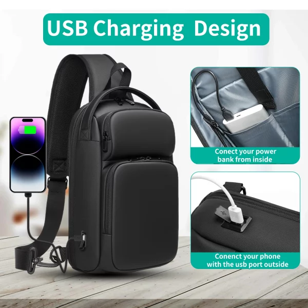 Men Waterproof Multifunction Crossbody Bag