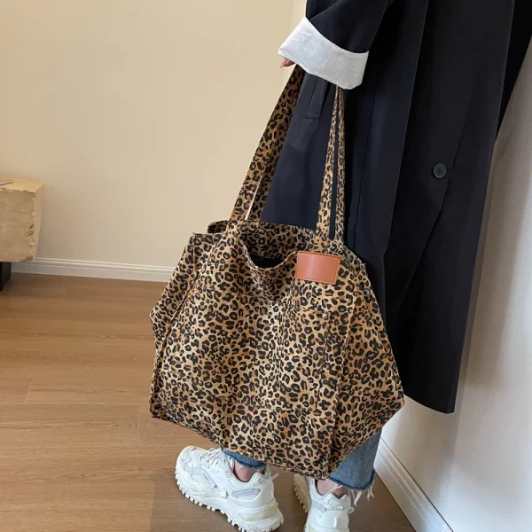 Oversized Leopard Prints Shoulder Bags - Image 4