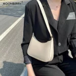 Retro Solid Colour PU Leather Shoulder Underarm Hobo Bag