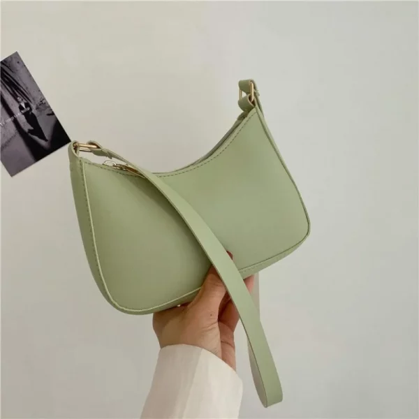 Retro Solid Colour PU Leather Shoulder Underarm Hobo Bag - Image 4