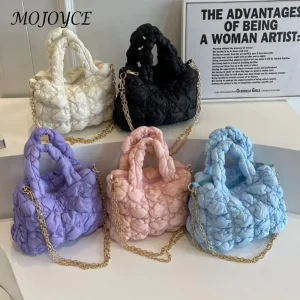 Women Hobo Bag Solid Cotton
